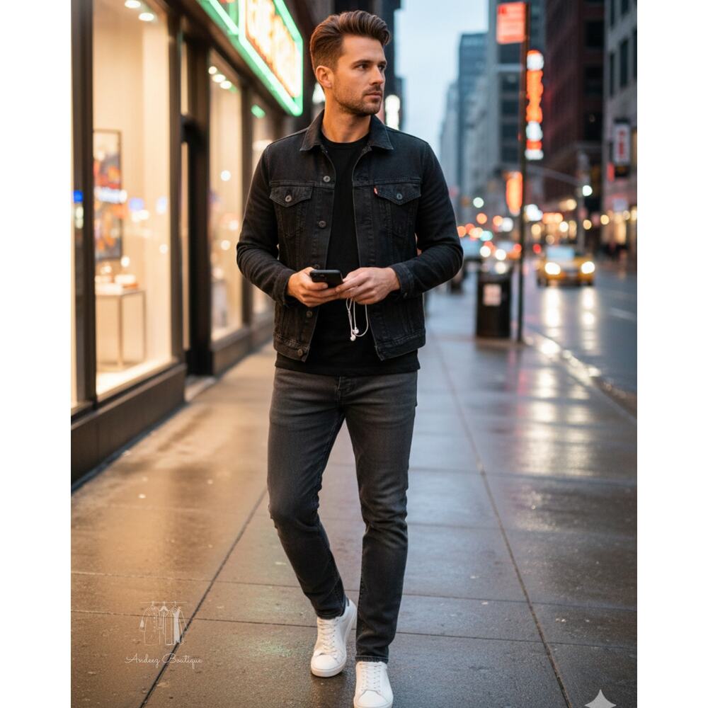 Levi's 502 Taper Fit Stretch Jeans Mens 36x32 Faded‎ Black Graphite Modern Denim